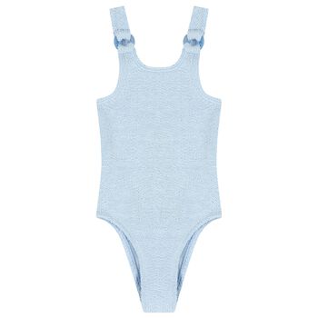 Girls Blue Crinkle Swimsuit