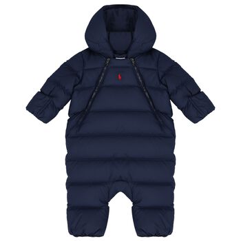 Baby Boys Navy Logo Snowsuit