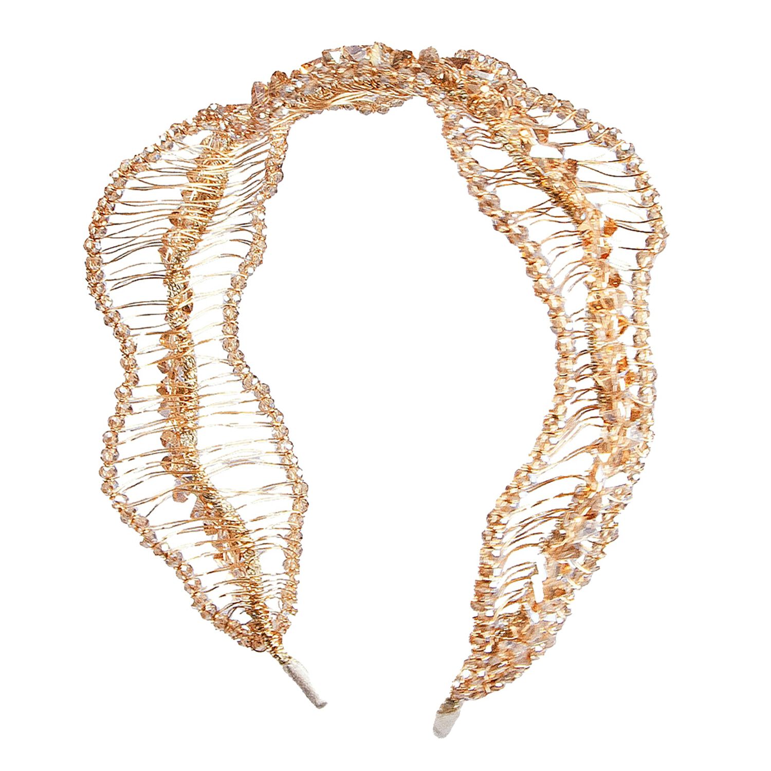 Girls Gold Crystal Headband, 1, hi-res