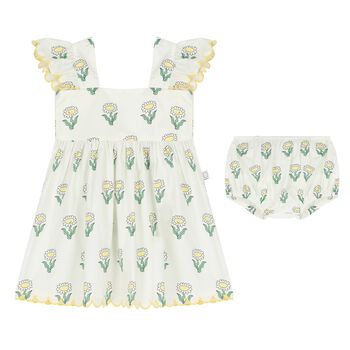 Younger Girls Ivory Daisy Dress Set