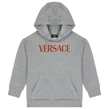 Grey & Burgundy Logo Hooded Top