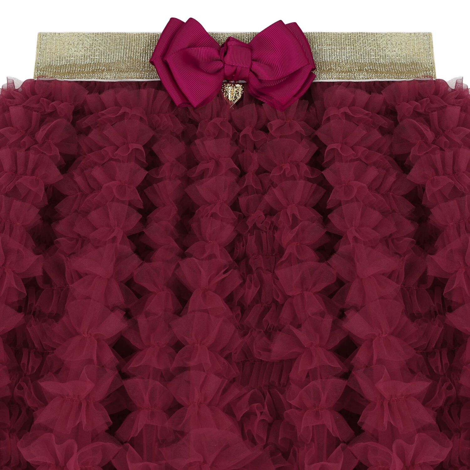 Girls Burgundy & Gold Tulle Skirt, 2, hi-res