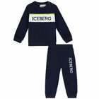 Younger Boys Navy Logo Tracksuit, 1, hi-res