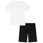 Boys White & Black Skate Shorts Set, 1, hi-res