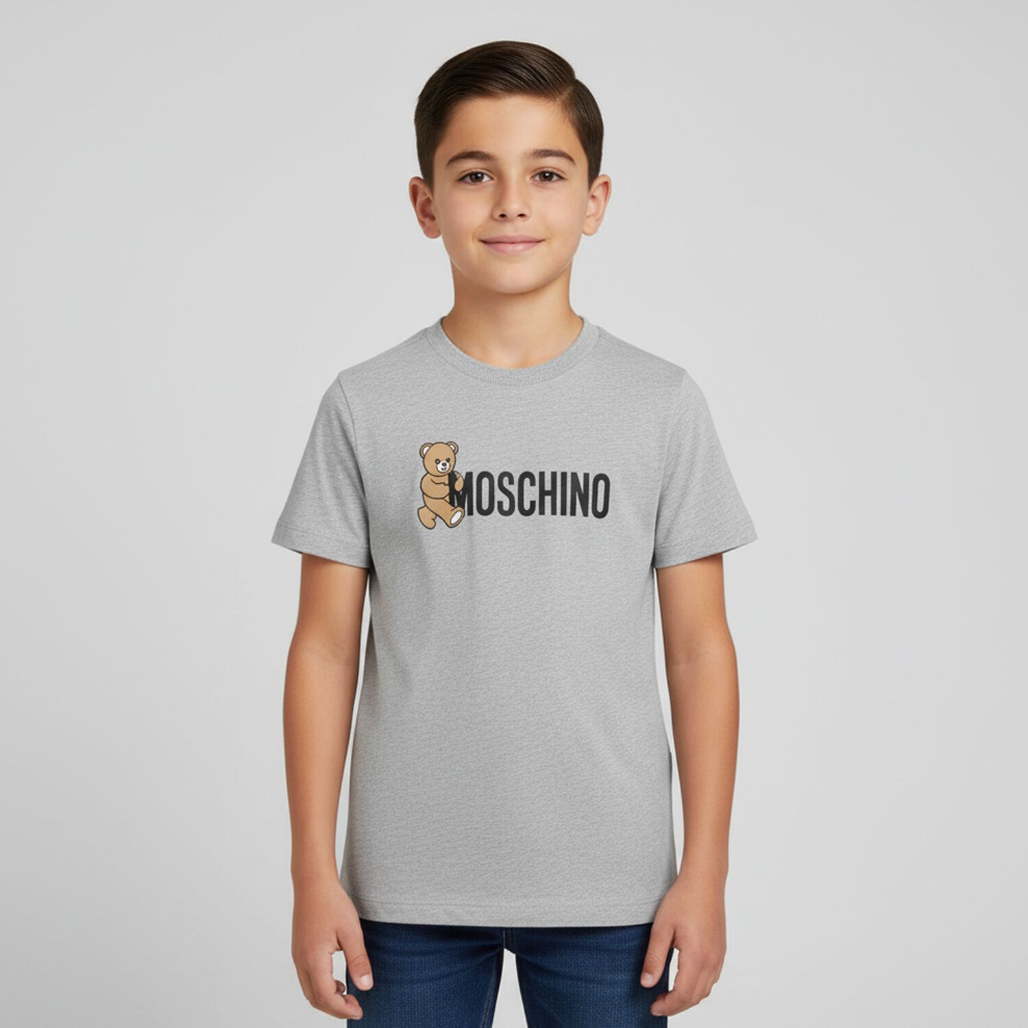 Grey Teddy Bear Logo T-Shirt, 7, hi-res