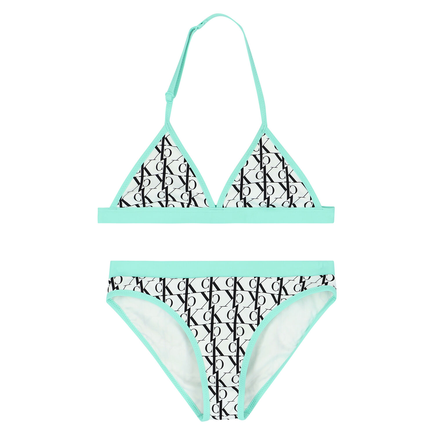 Girls White & Green Logo Bikini, 1, hi-res image number null