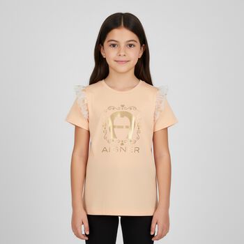 Girls Pink & Gold Logo Top