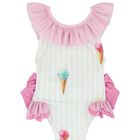 Girls Pink & Green Ice Cream Swimsuit, 1, hi-res