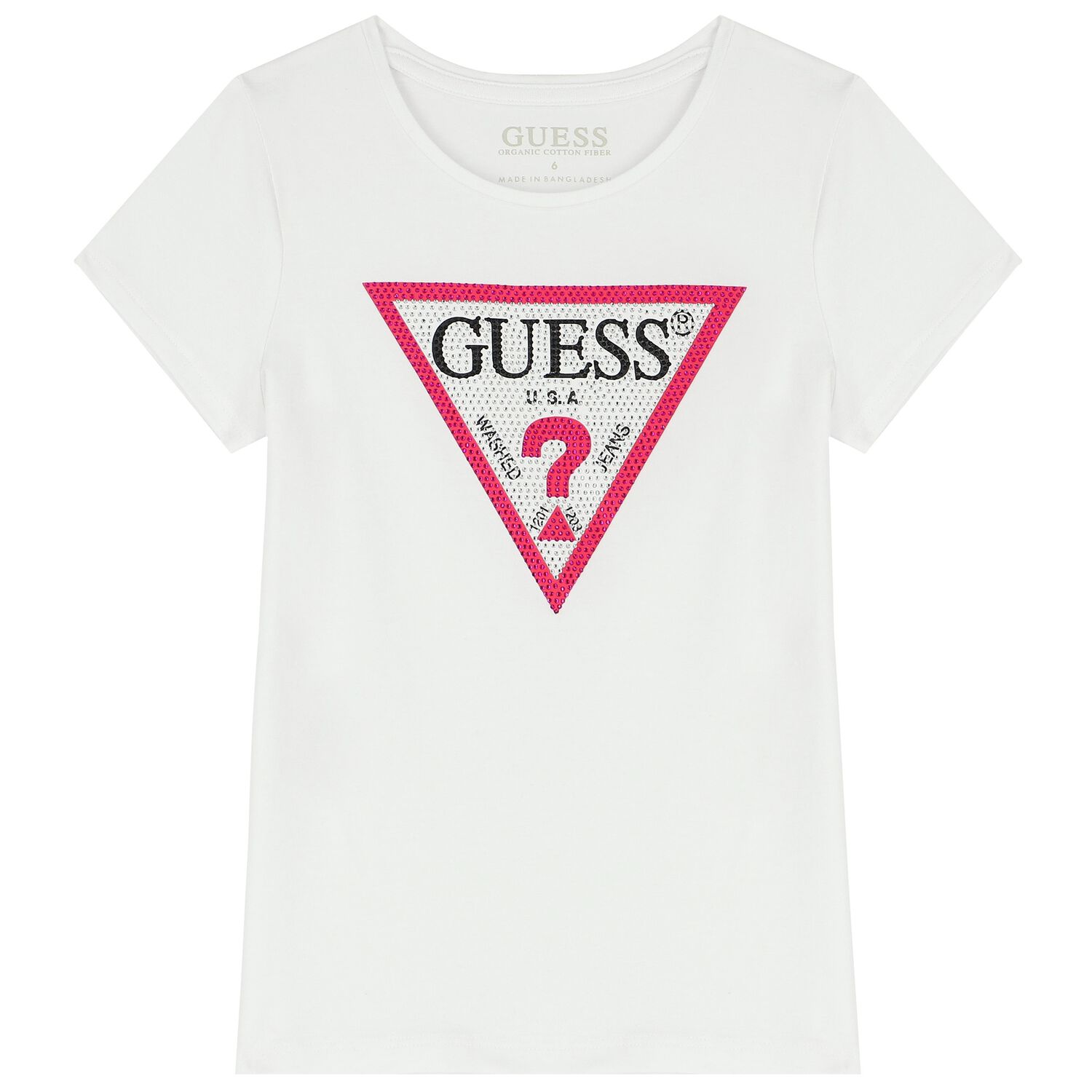 Girls White Diamante Logo T-Shirt, 8, hi-res