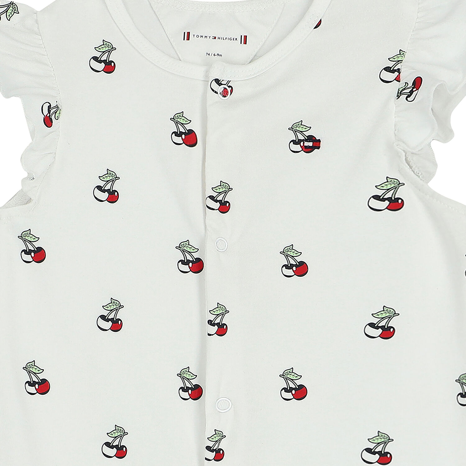 Baby Girls White Cherry Romper, 1, hi-res