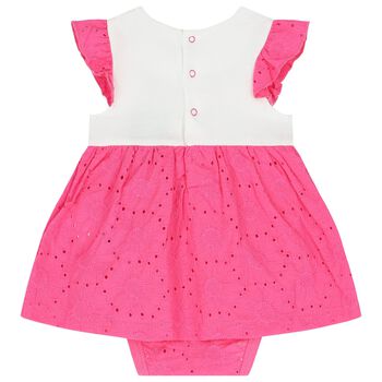Baby Girls Pink and White Broderie Anglaise Dress
