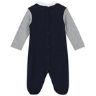 Baby Boys Grey & Navy Babygrow, 1, hi-res