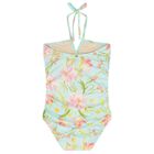 Girls Blue Floral Swimsuit, 1, hi-res