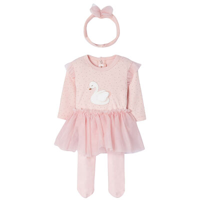 Baby Girls Pink Swan Skirt Set