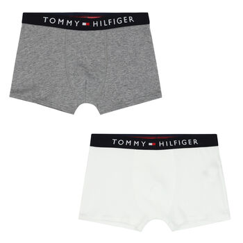 Boys White & Grey Boxer Shorts (2-Pack)
