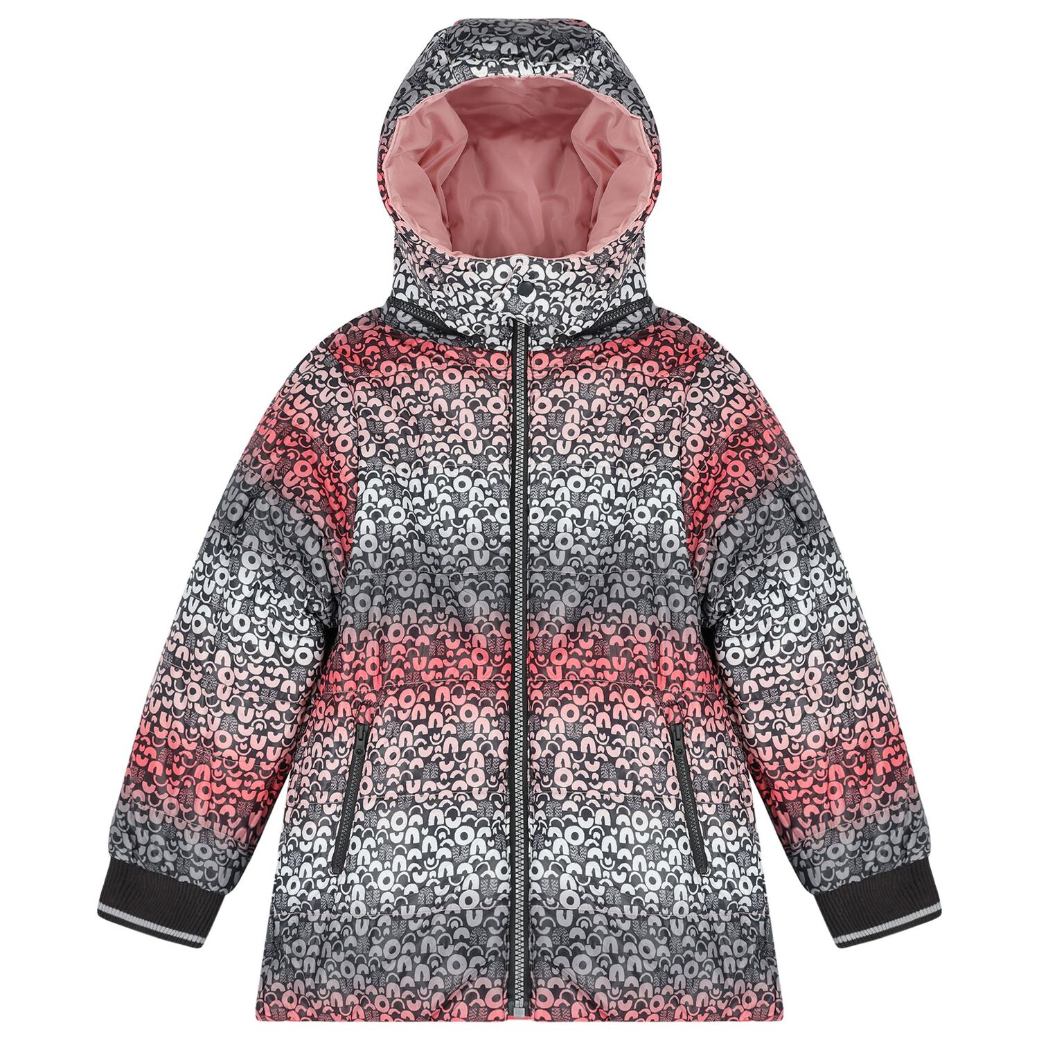 Girls Pink Reversible Hooded Coat, 1, hi-res image number null