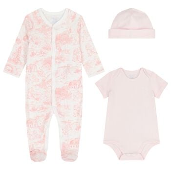 Baby Girls Ivory & Pink Babygrow Gift Set