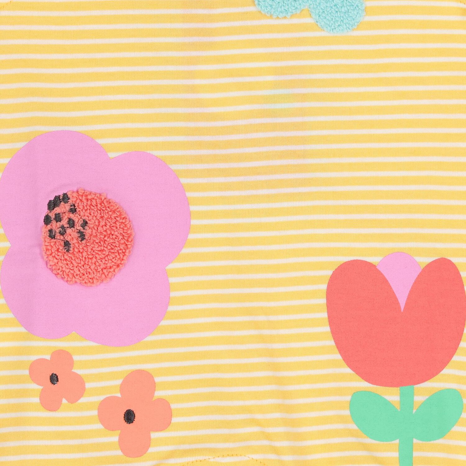 Baby Girls Yellow & White Striped Flower Romper, 1, hi-res