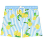Boys Blue & White Lemon Swim Shorts, 1, hi-res