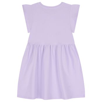 Girls Purple Teddy Bear & Flowers Dress