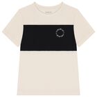 Boys Beige Logo T-Shirt, 2, hi-res