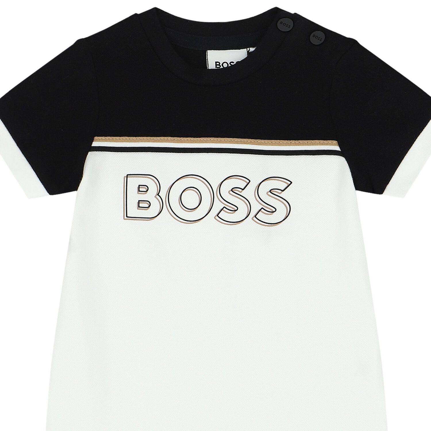Baby Boys Black & White Logo Romper, 1, hi-res