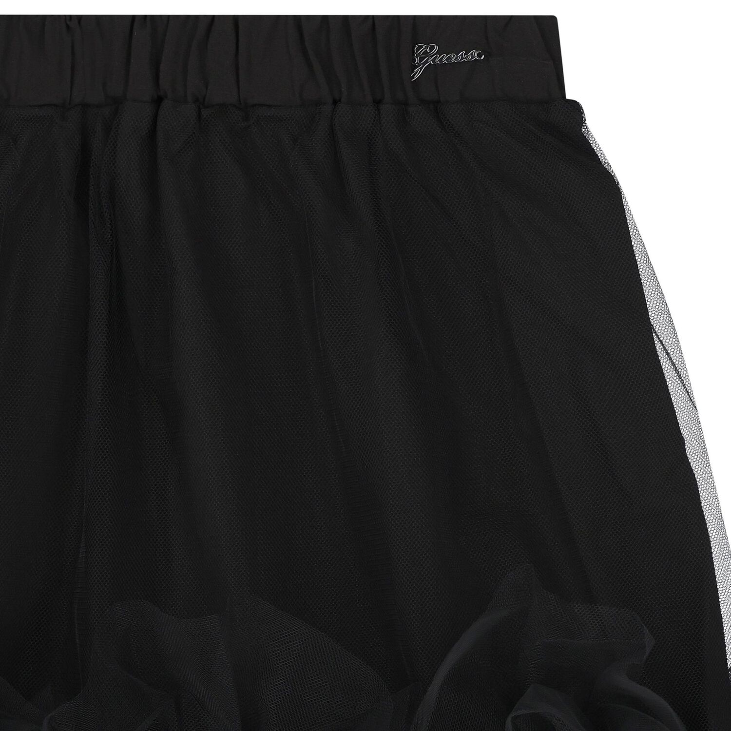 Girls Black Tulle Ruffle Skirt, 1, hi-res
