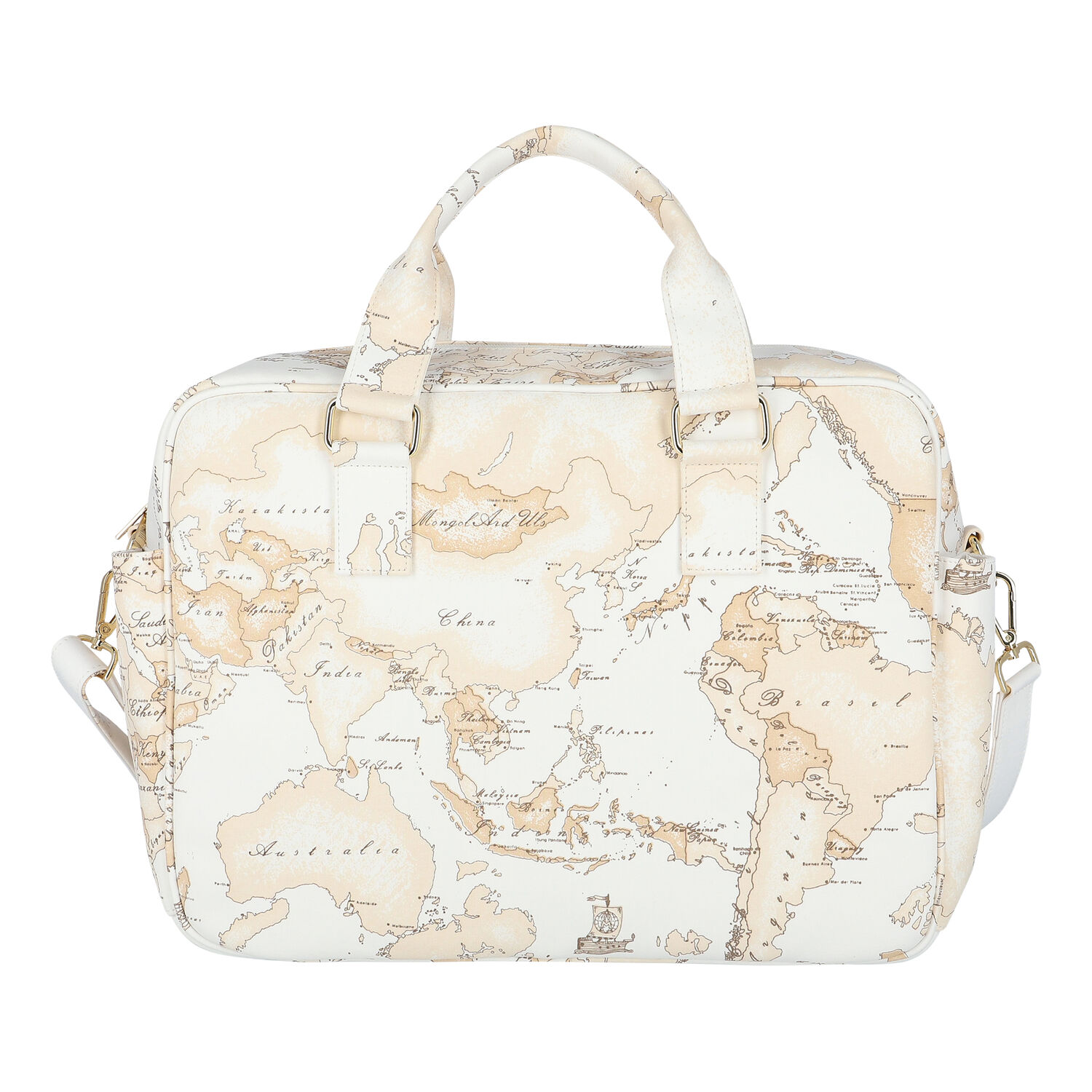 Beige Geo Map Baby Changing Bag, 1, hi-res