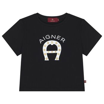 Girls Black & White Logo T-Shirt