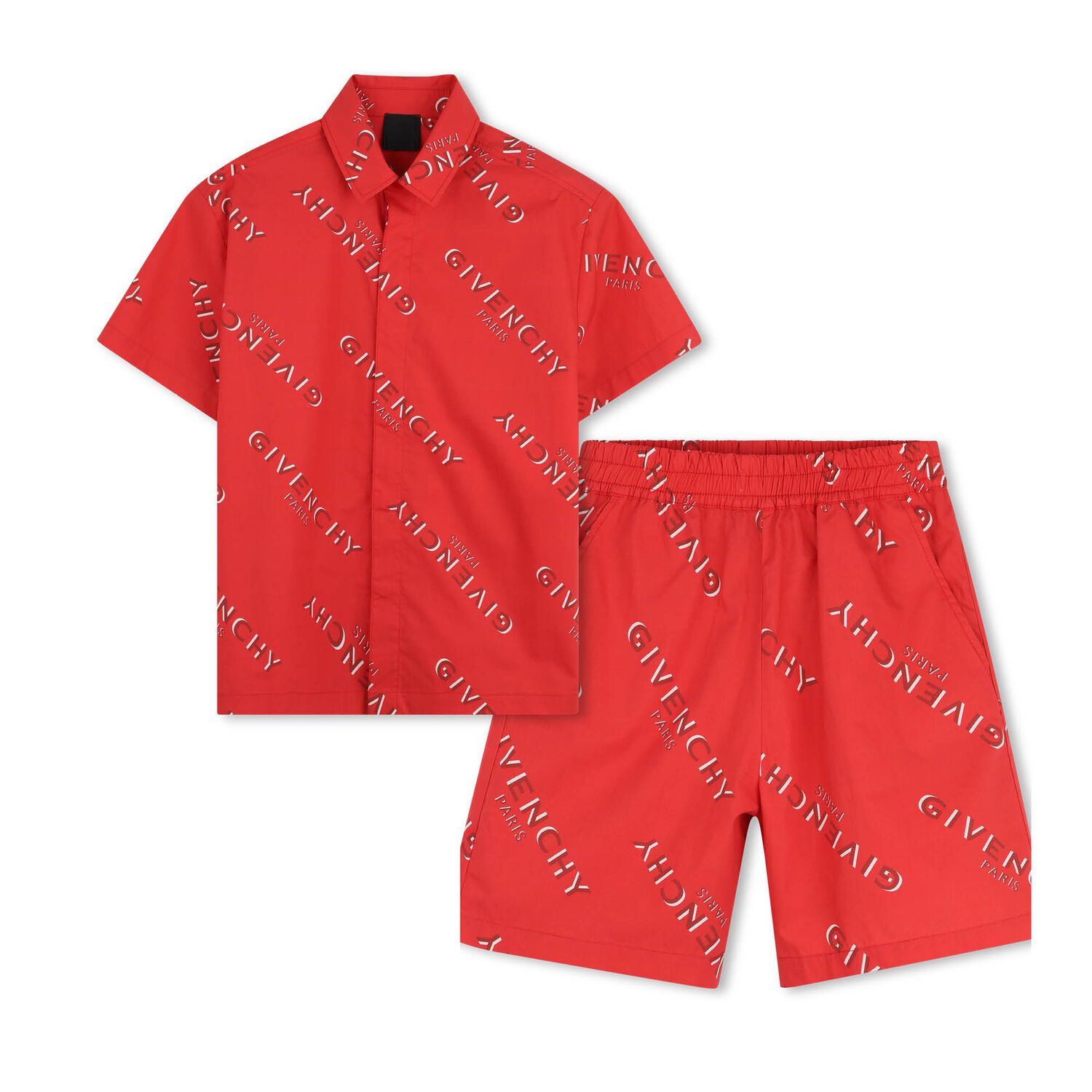 Boys Red Logo Shorts Set, 1, hi-res