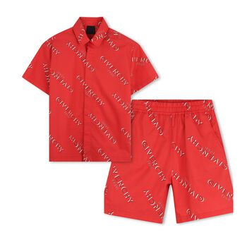 Boys Red Logo Shorts Set