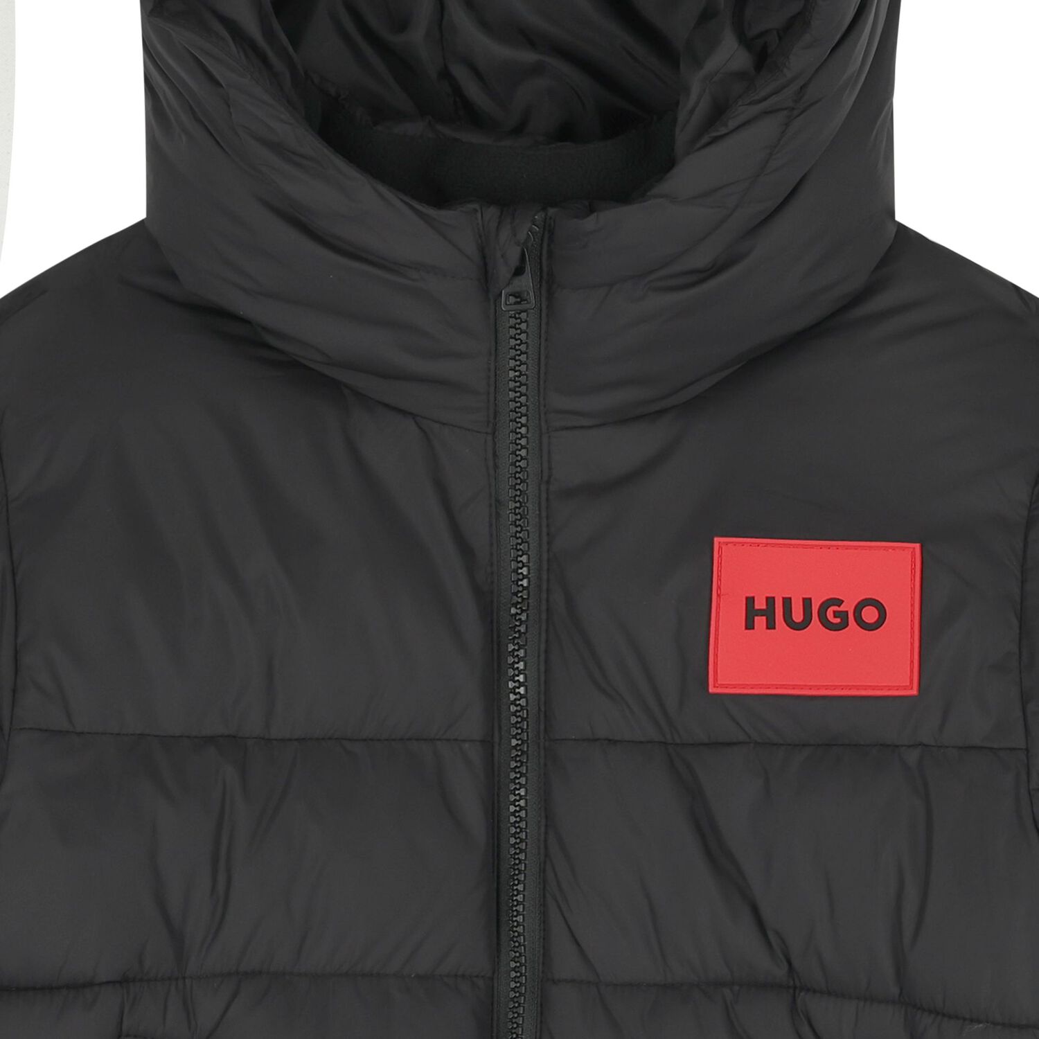 Boys Black Logo Puffer Jacket , 1, hi-res