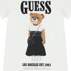 Girls White Teddy Bear Logo T-Shirt, 1, hi-res