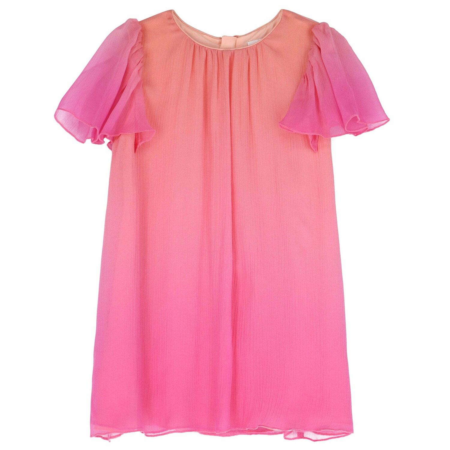 Younger Girls Pink Ombre Silk Dress, 1, hi-res