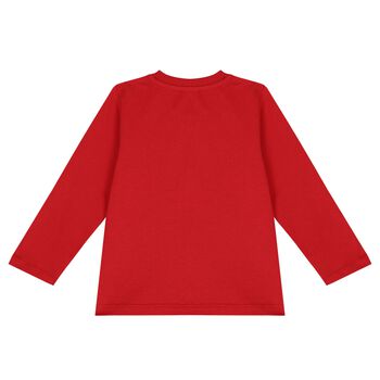 Red Teddy Bear Logo Long Sleeve Top
