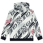 Boys White & Navy Blue Logo Hooded Top, 1, hi-res