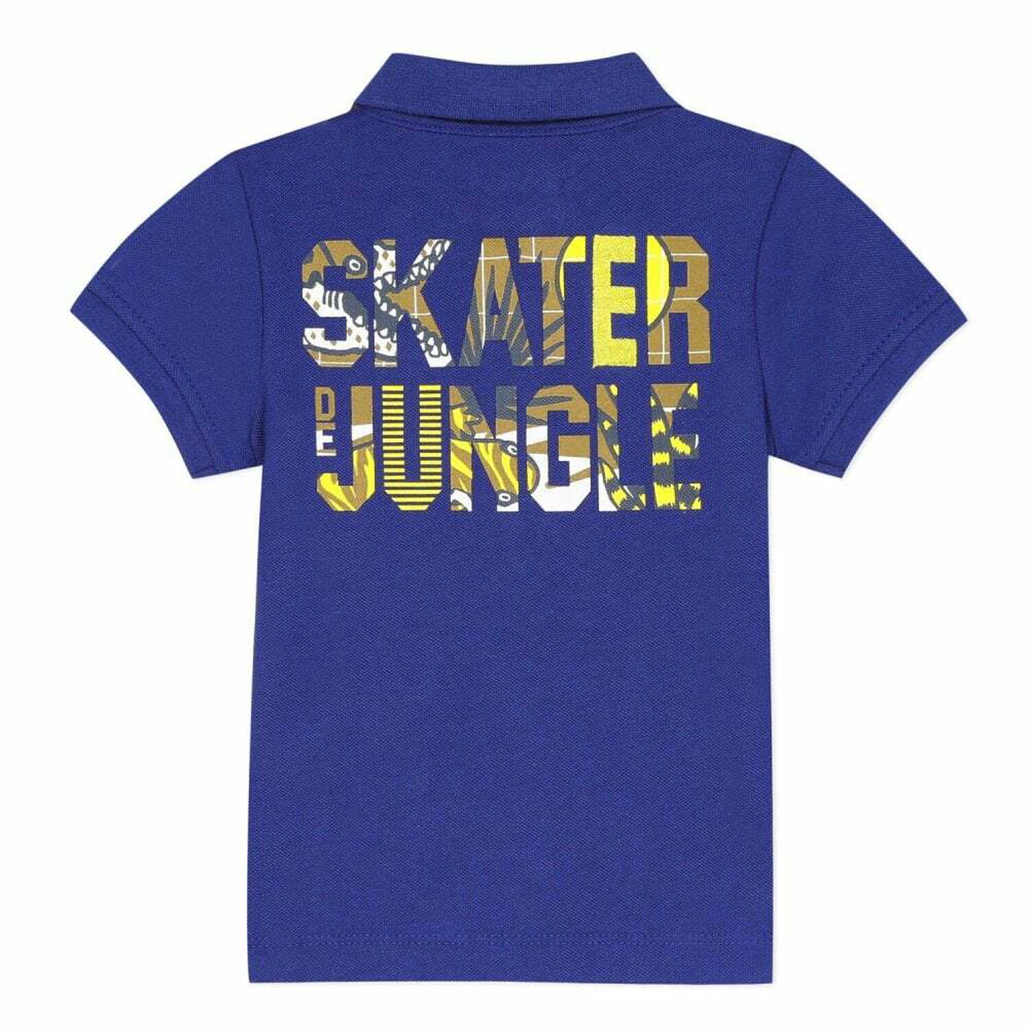 Boys Blue Cotton Polo Shirt, 1, hi-res