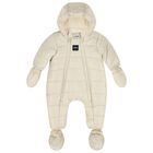 Baby Boys Beige Padded Snowsuit, 1, hi-res