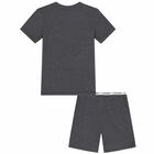 Boys Grey & Black Logo Pyjamas, 1, hi-res