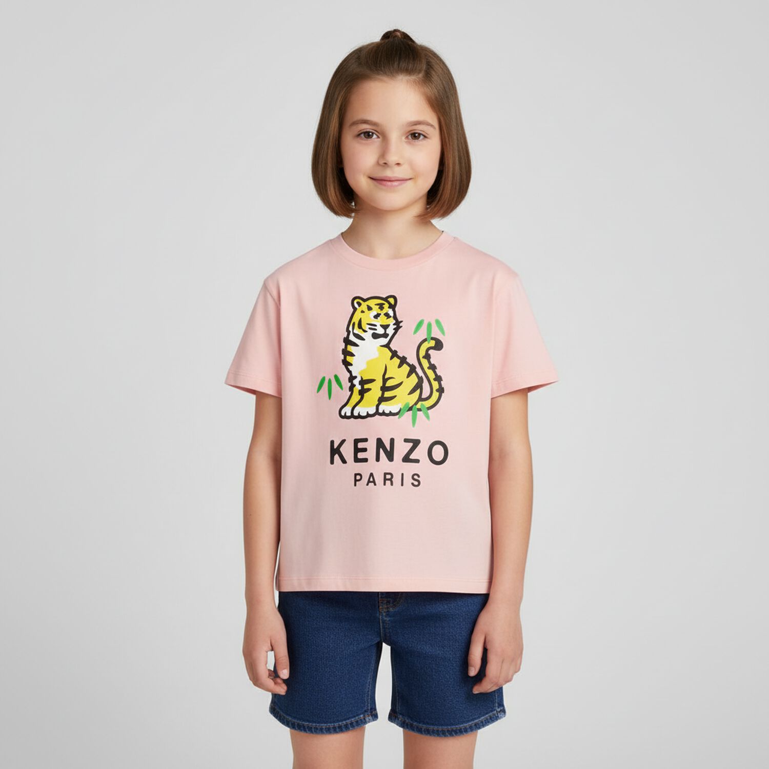 Girls Pink Tiger Logo T-Shirt, 1, hi-res