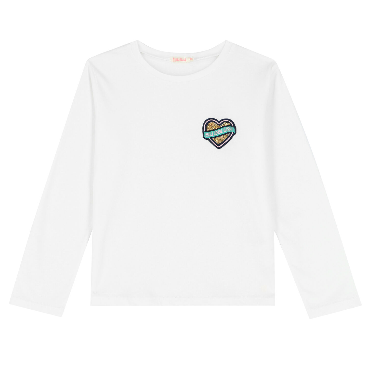 Girls White Logo Long Sleeve Top, 1, hi-res