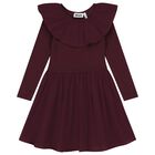 Girls Purple Ruffled Dress , 1, hi-res
