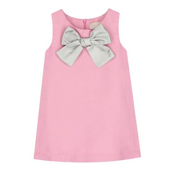 Baby Girls Pink & Silver Bow Sleeveless