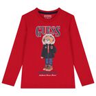 Boys Red Teddy Bear Long Sleeve Top, 2, hi-res