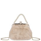 Girls Beige Faux Fur Handbag, 3, hi-res
