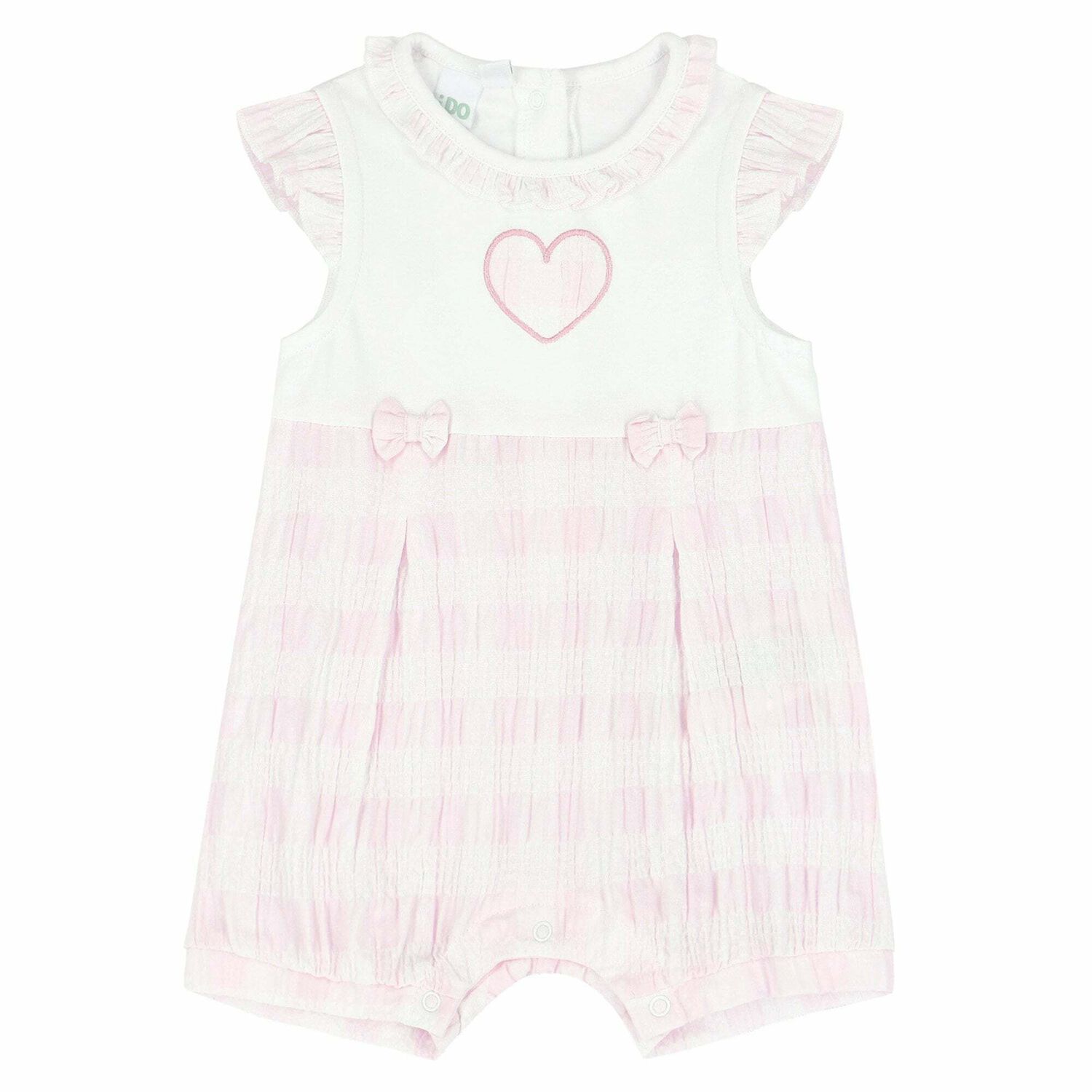 Baby Girls Pink & White Embroidered Romper, 1, hi-res image number null