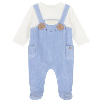 Baby Boys White & Blue Lamb Romper