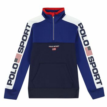 Boys Blue Logo Zip Up Top