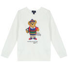 Boys White Polo Bear Sweatshirt, 1, hi-res