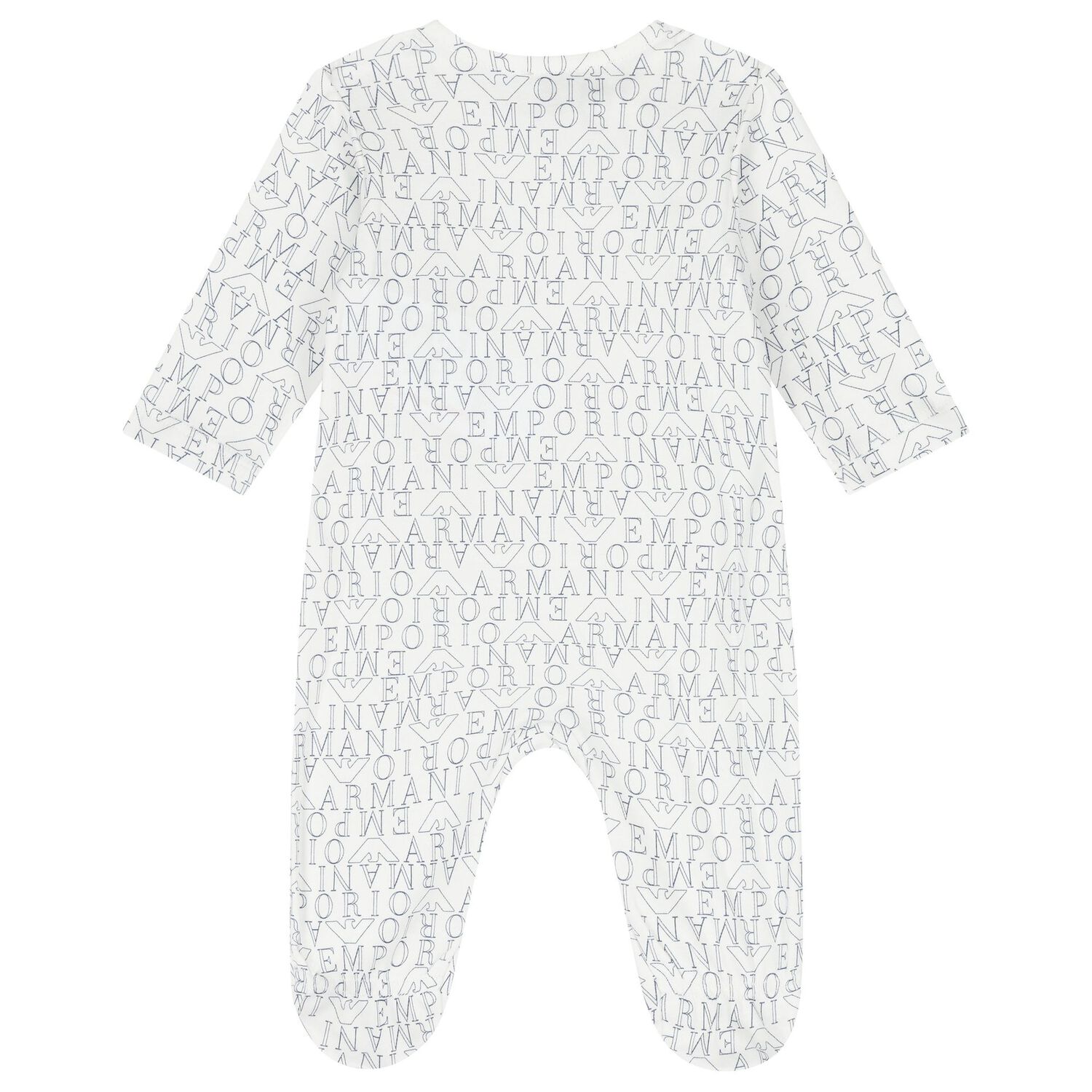 Baby Boys White & Navy Blue Logo Babygrow Set, 2, hi-res